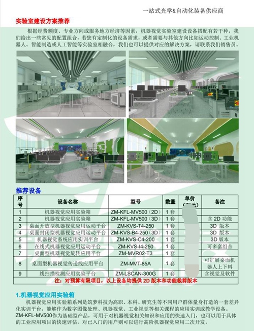 機器視覺實驗室建設(shè)方案（本科）